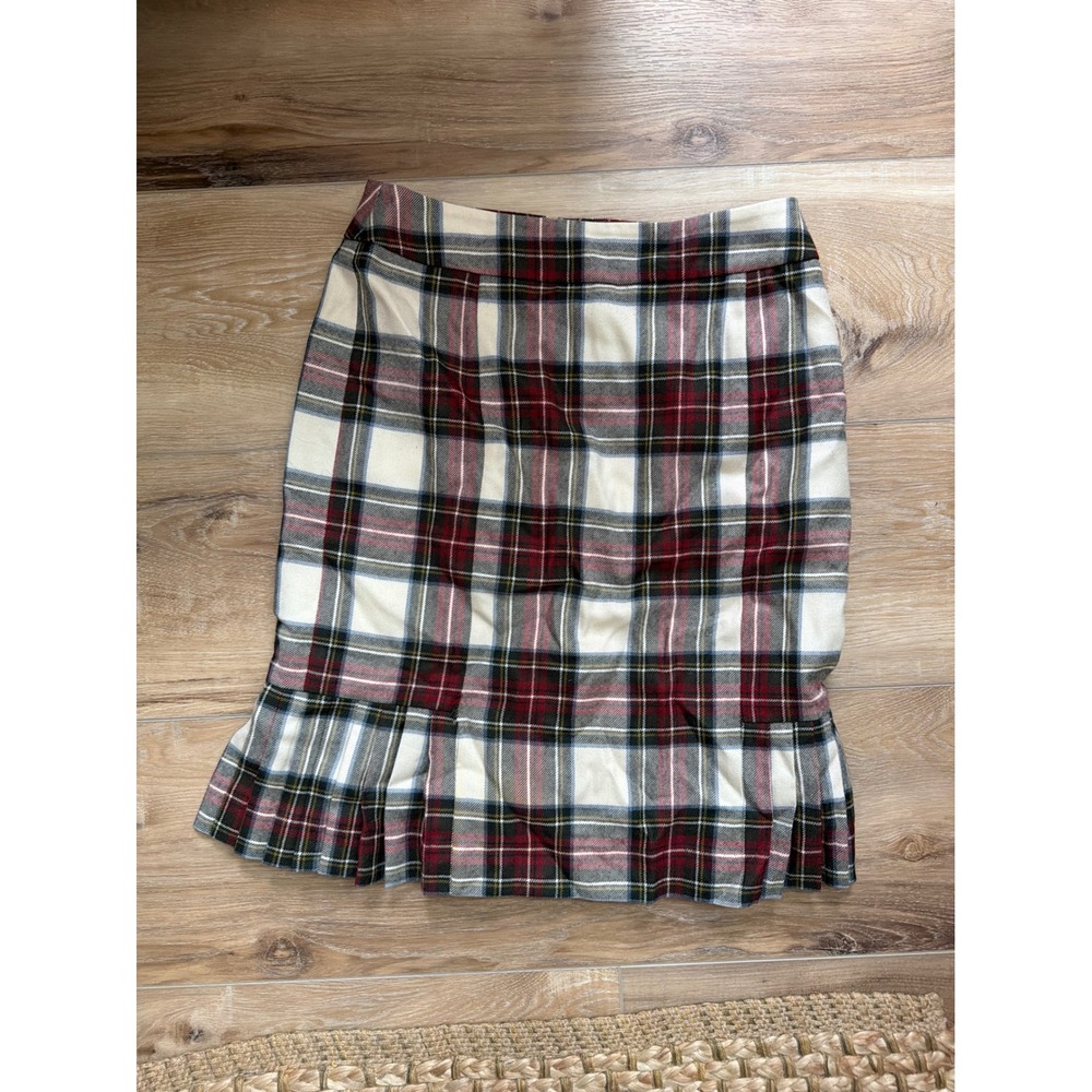 Brooks Brothers Tartan Plaid Wool Pleated Lined Midi Skirt Size 8 Preppy